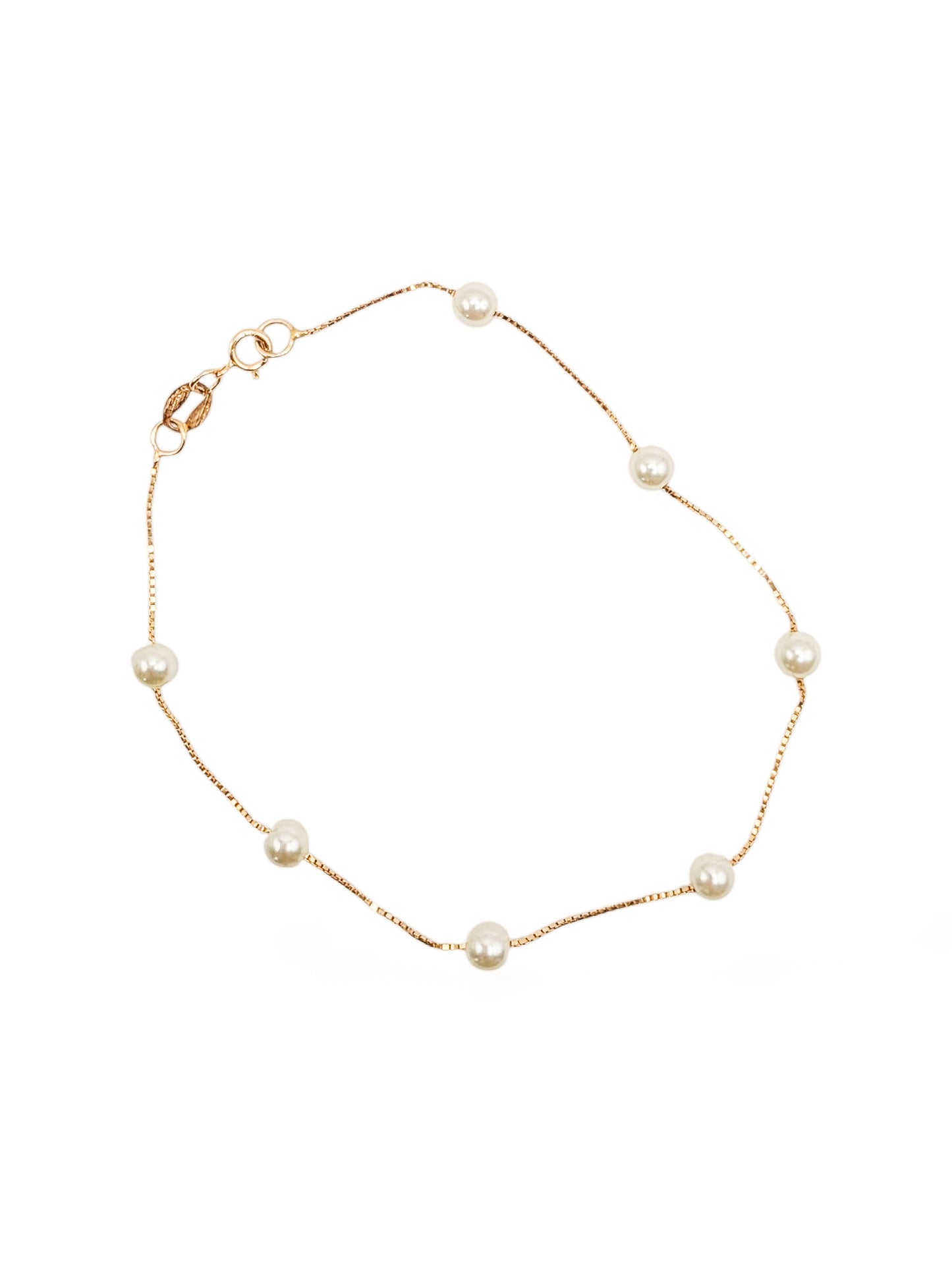 Pulsera de perlas naturales oro 10k