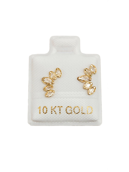 Par Broquel Curvo Princess con circonita blanca Oro 10k