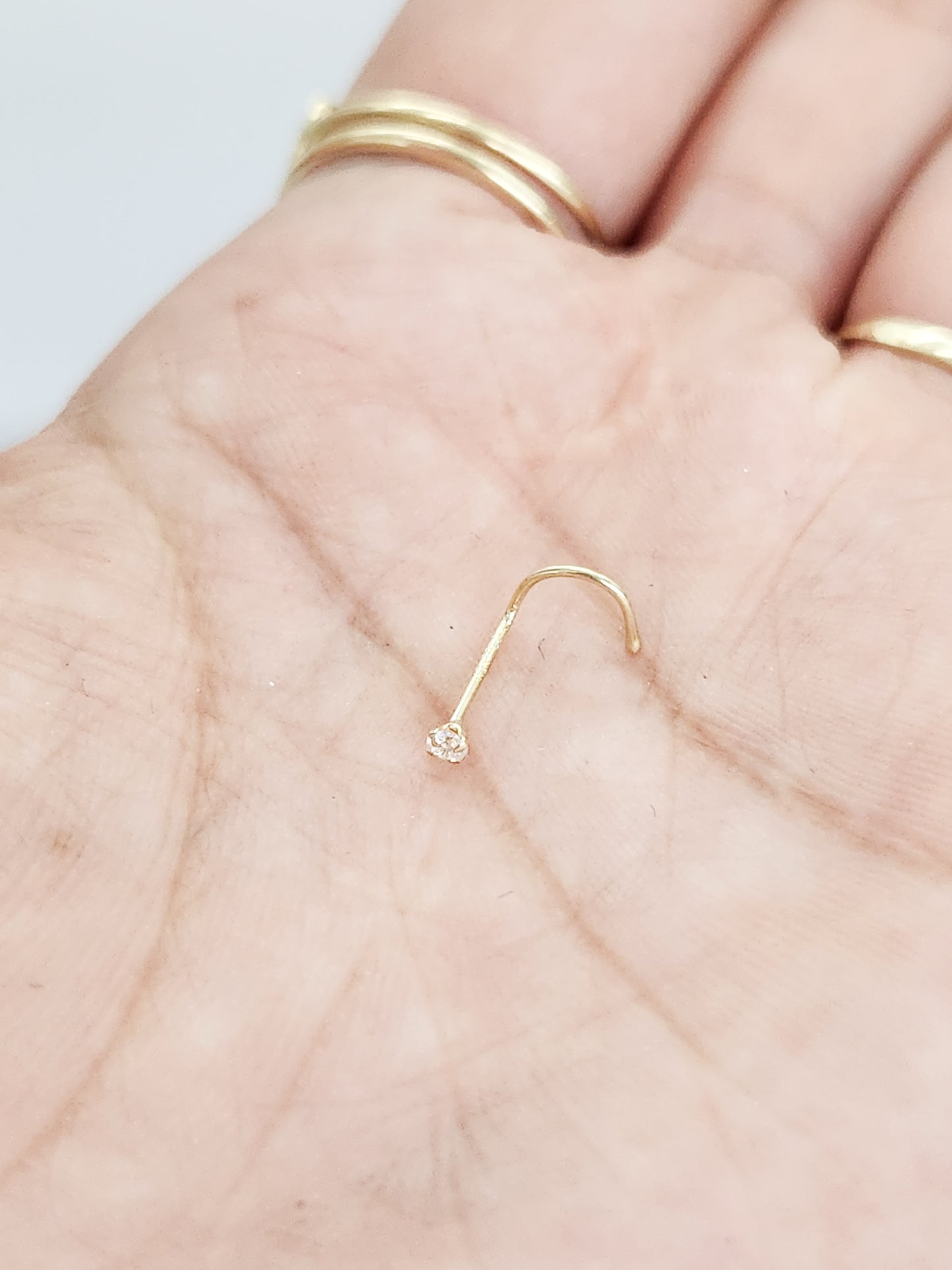 Pieza arete para nariz con piedra blanca oro 10k DORADO