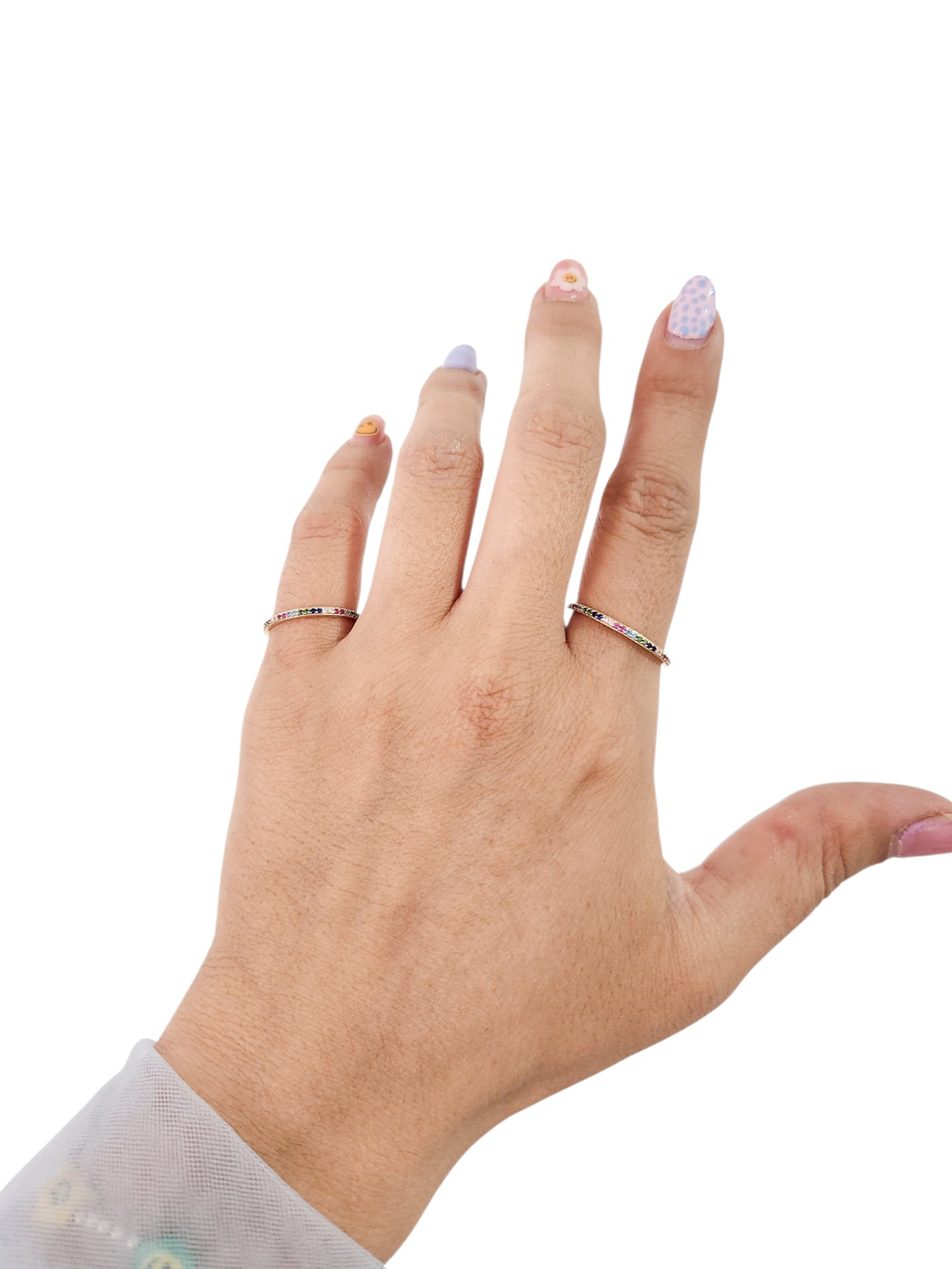 Anillo media churumbela rainbow delgado oro 10k