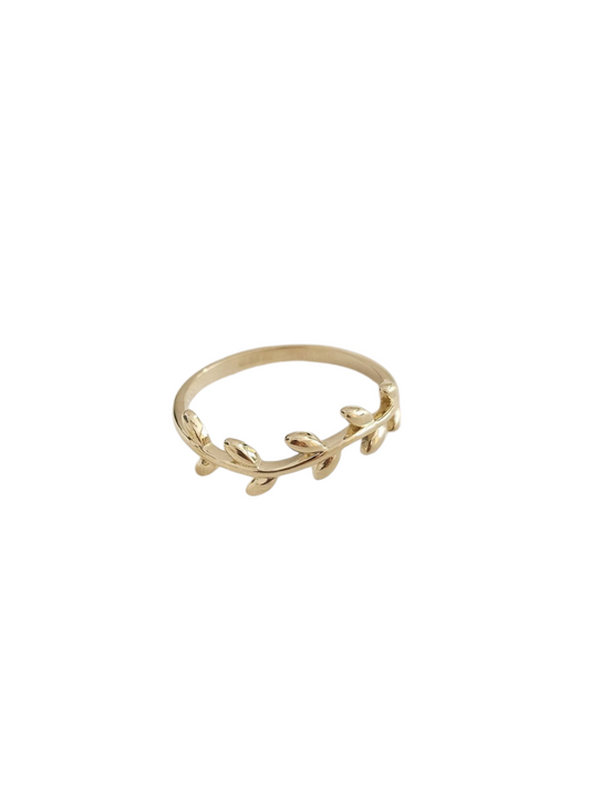 Anillo hojas en oro 10k dorado