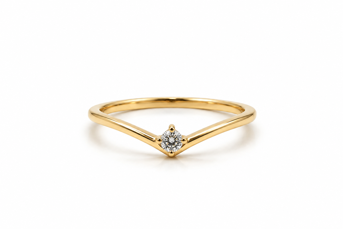 Anillo "V" con diamante laboratorio PREMIUM