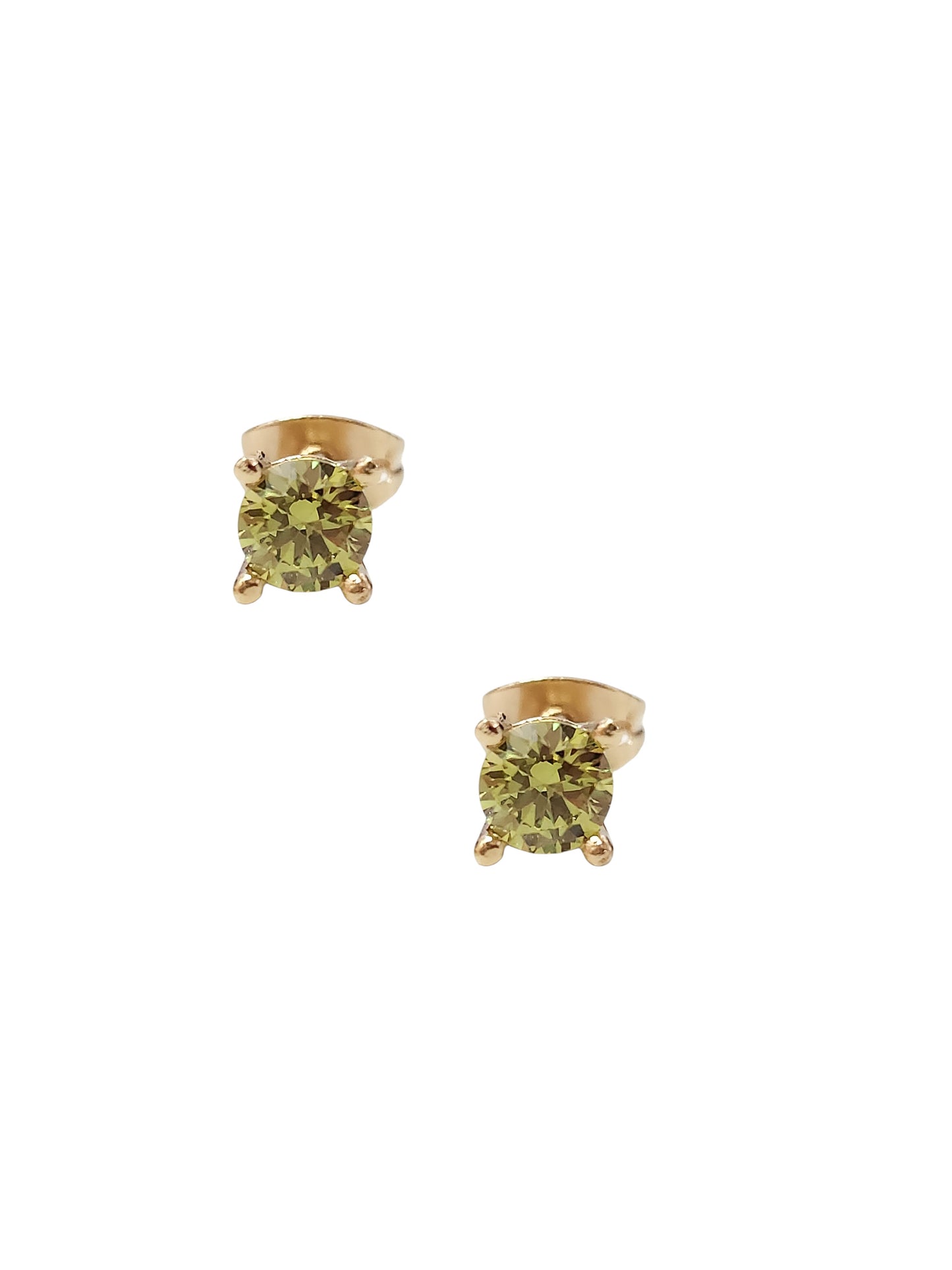 Aretes piedra natural peridoto plata 925 y baño de oro 5mm