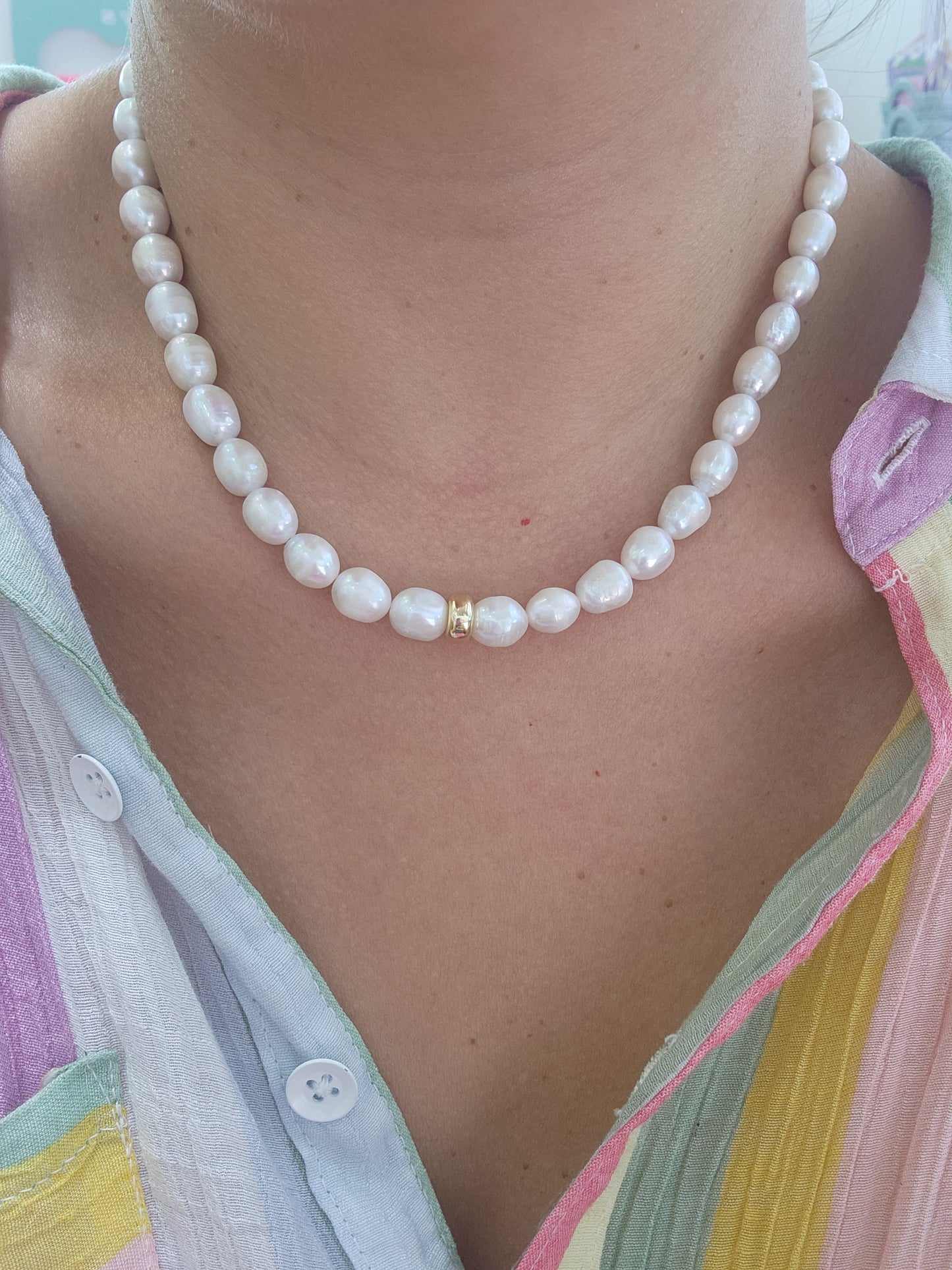 Collar de perlas y bimetal XL