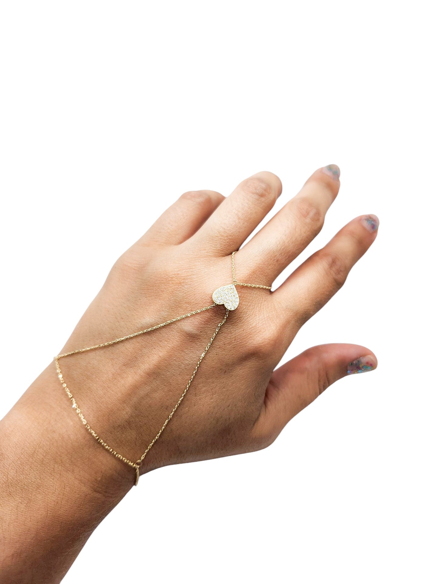 Anillo Pulsera corazón ajustable oro 10k