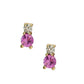 Aretes tu y yo rosa de Francia natural y diamante de laboratorio oro 10k
