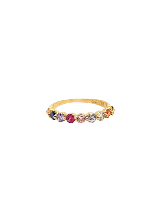 Anillo media churumbela rainbow oro 10k