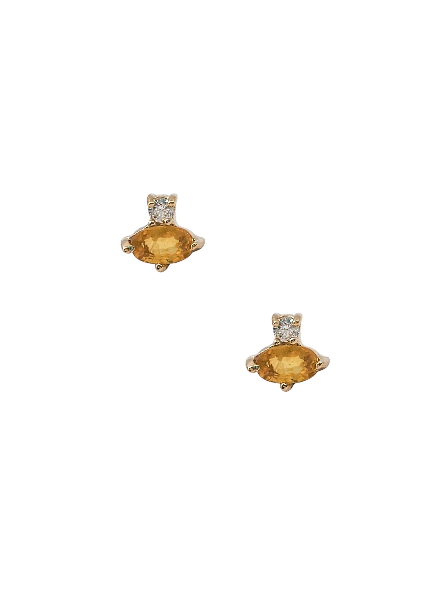 Aretes piedra natural zafiro y diamante natural oro 10k
