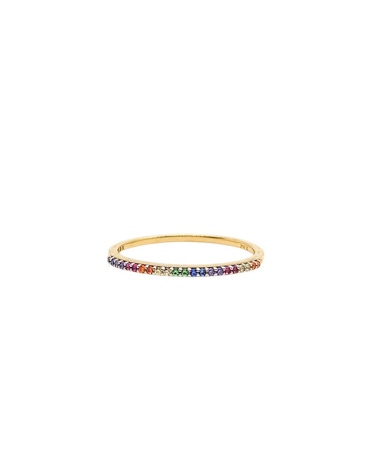 Anillo media churumbela rainbow delgado oro 10k