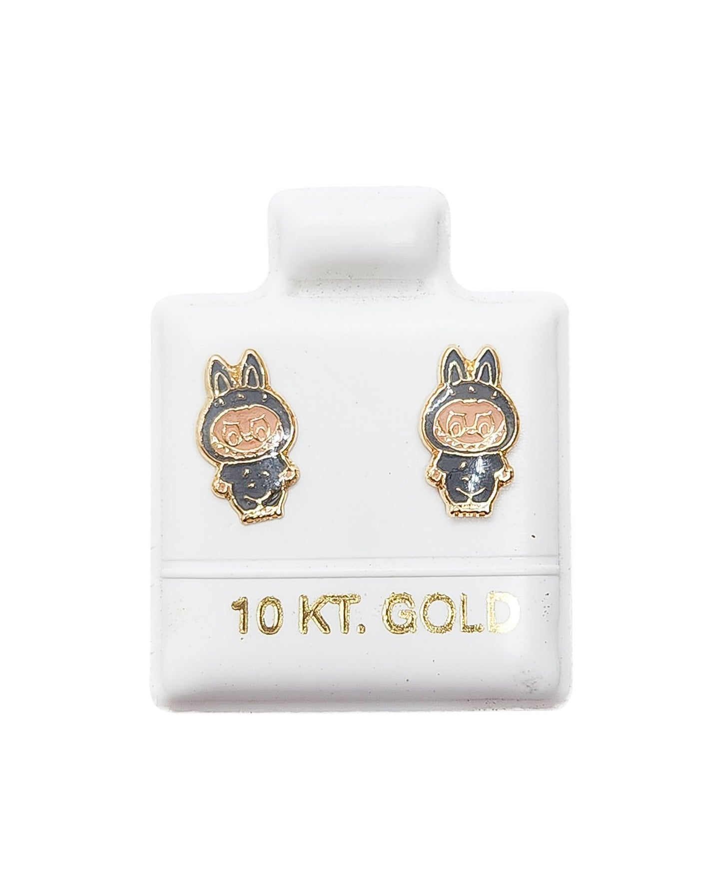Par o Pieza de Broquel bubu gris esmalte oro 10k