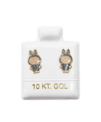 Par o Pieza de Broquel bubu gris esmalte oro 10k
