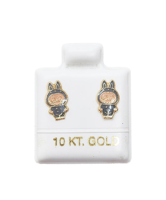 Par o Pieza de Broquel bubu gris esmalte oro 10k