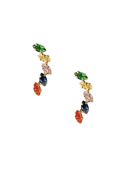 Par de Broquel curvo largo rainbow oro 10k