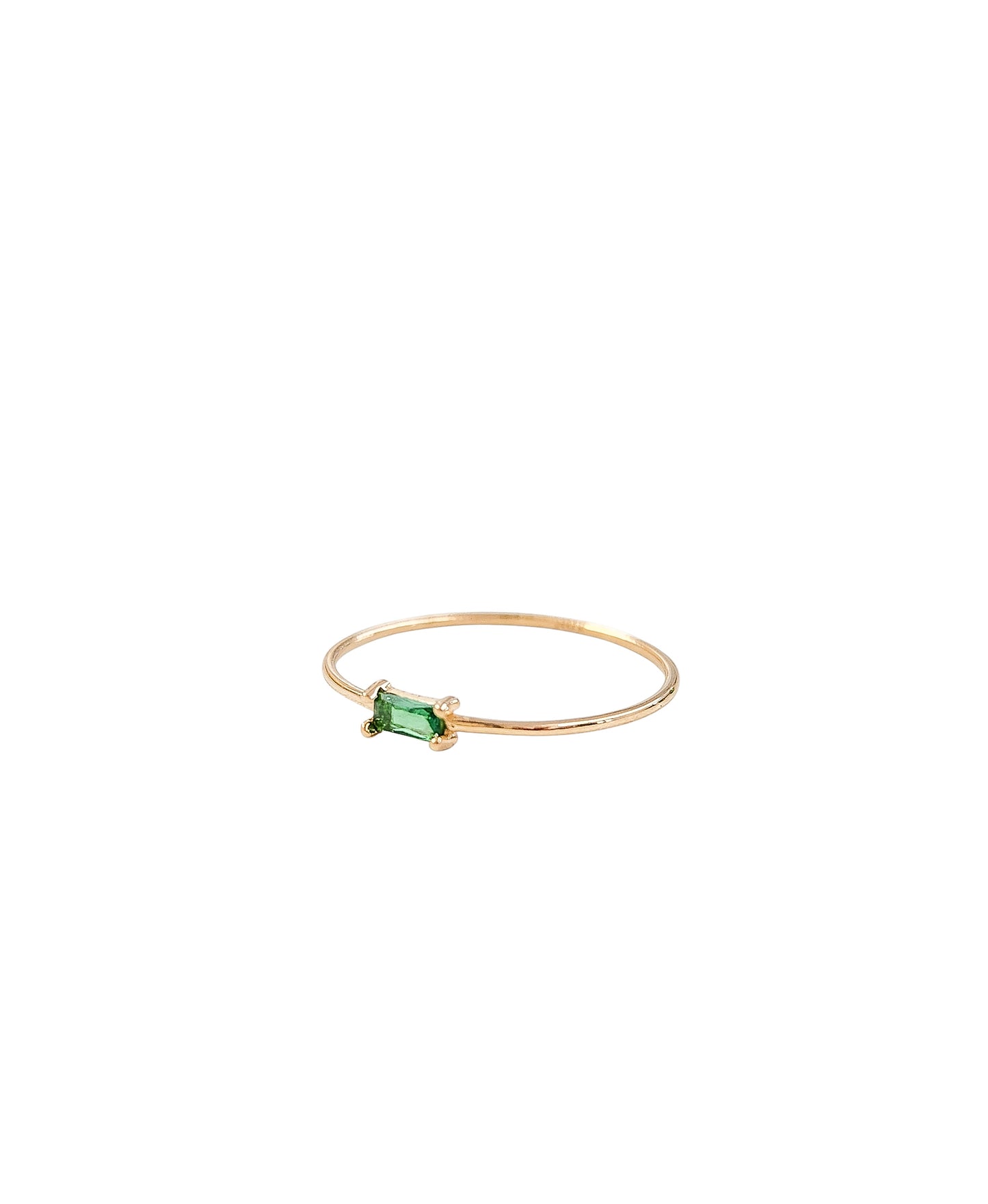 Anillo ultradelgado verde esmeralda oro 10k dorado