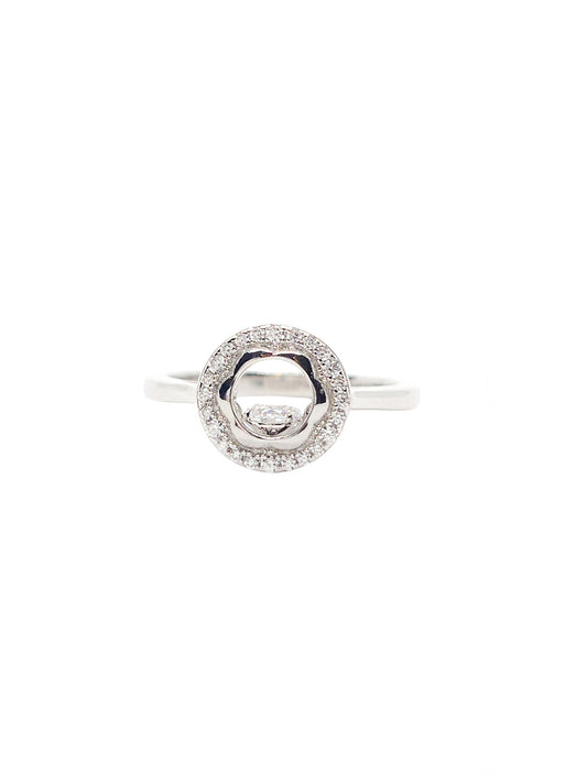Solitario redondo flor giratorio plata 925 PREMIUM