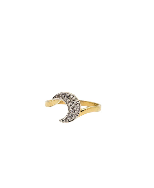 Anillo luna oro blanco y amarillo oro 10k