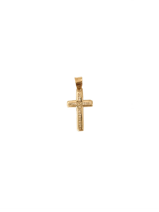 Dije cruz con zirconias blancas oro 10k