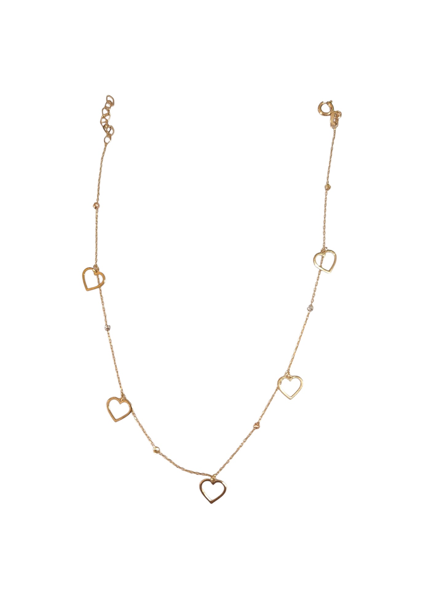 Pulsera corazones oro 10k