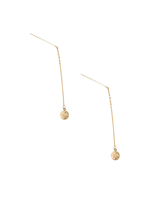 Par o Pieza de arete con cadena bola Oro de 10k DORADO