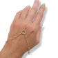 Anillo doble Pulsera corazón oro 10k