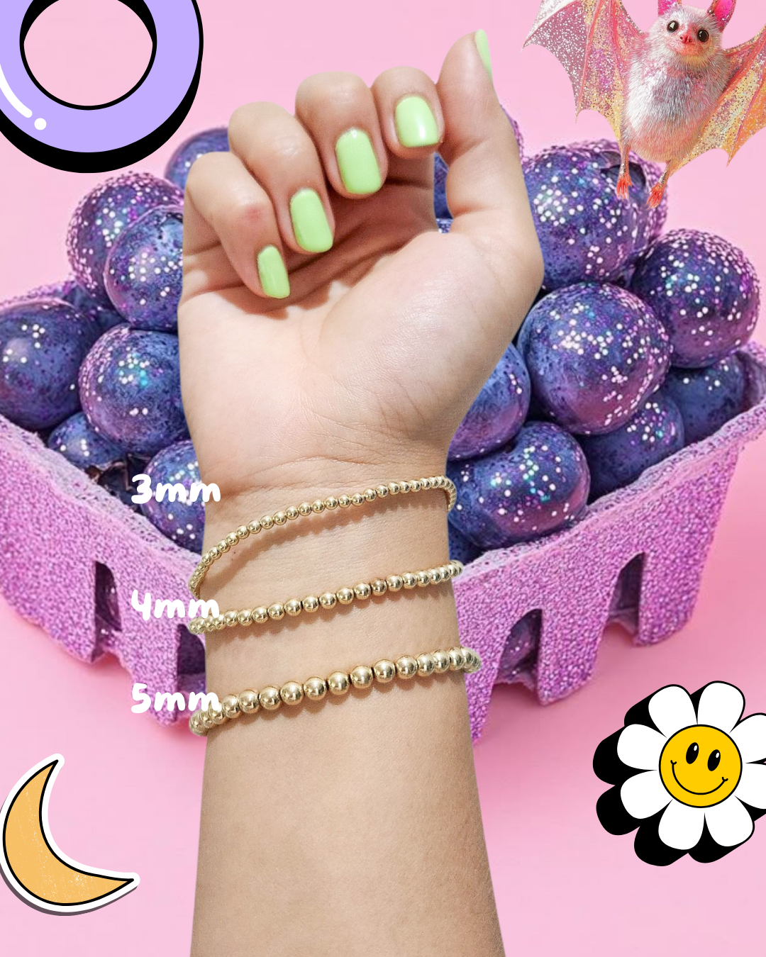 Pulsera bola BIMETAL 3mm (PLATA Y ORO)