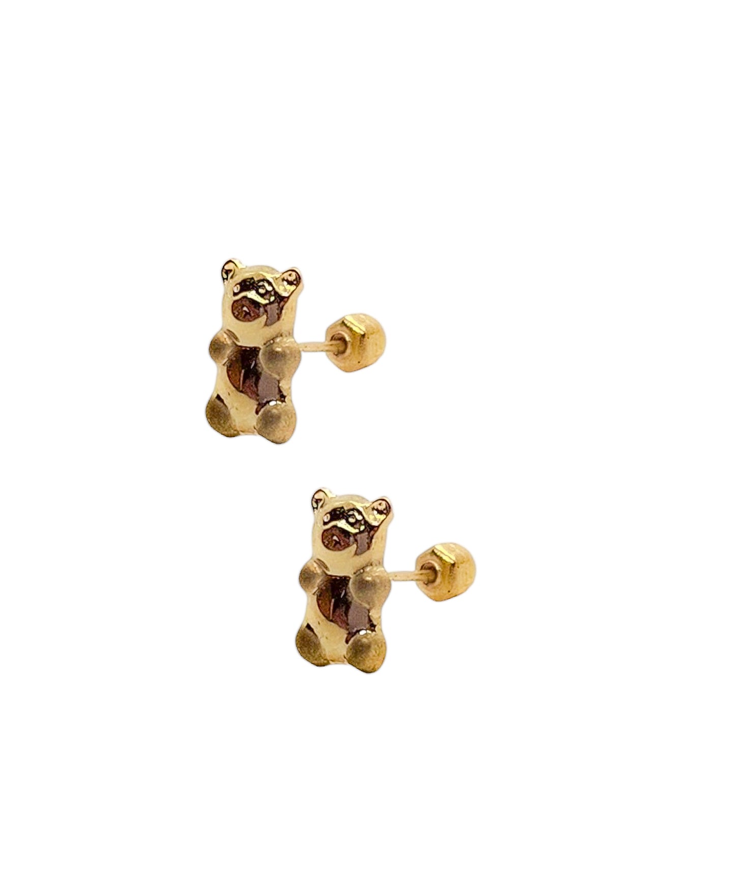 Par o Pieza de Broquel oso gomita oro 10k