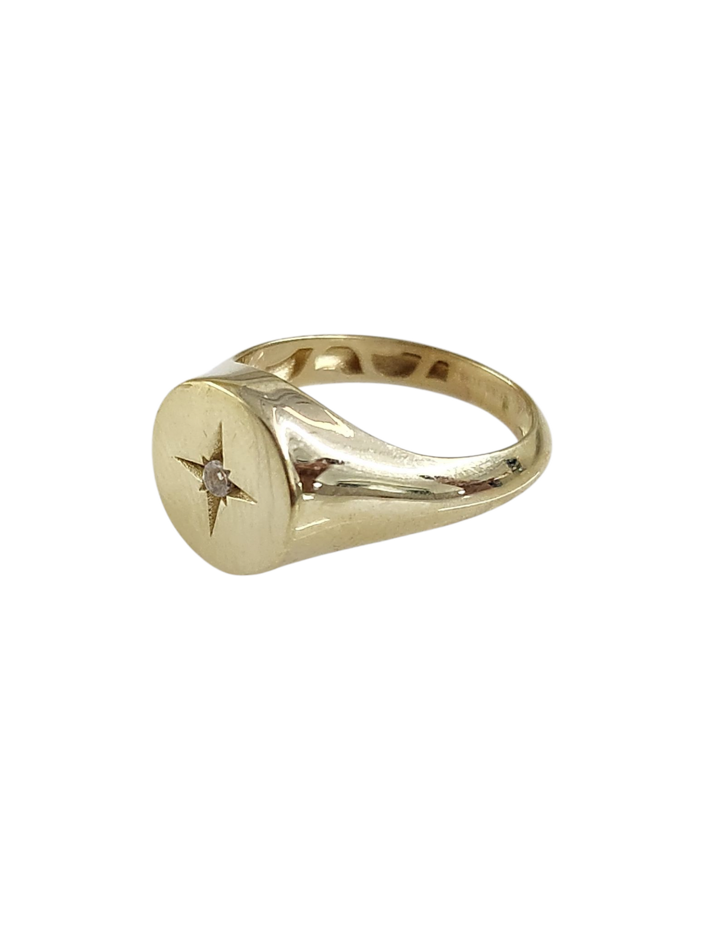 Anillo ancho estrella en oro 10k dorado