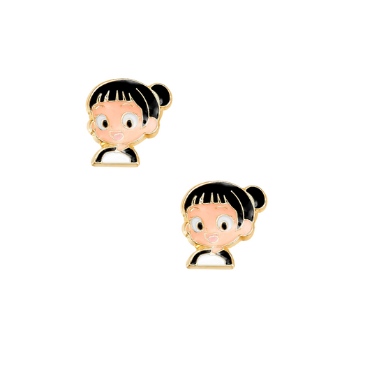 Par o Pieza de Broquel Sandra esmalte Oro de 10k DORADO