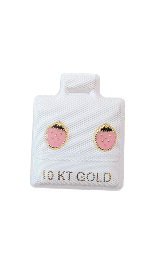 Par o pieza broquel Fresa rosa 2 Oro 10K