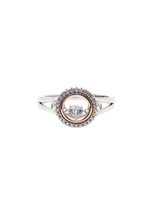 Solitario redondo giratorio plata rosa 925 PREMIUM