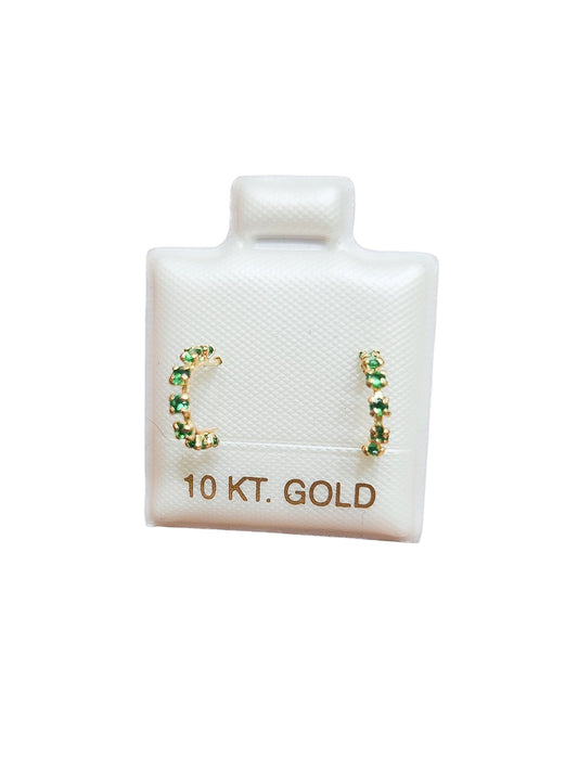 Par o Pieza de Broquel media coqueta verde Oro de 10k DORADO