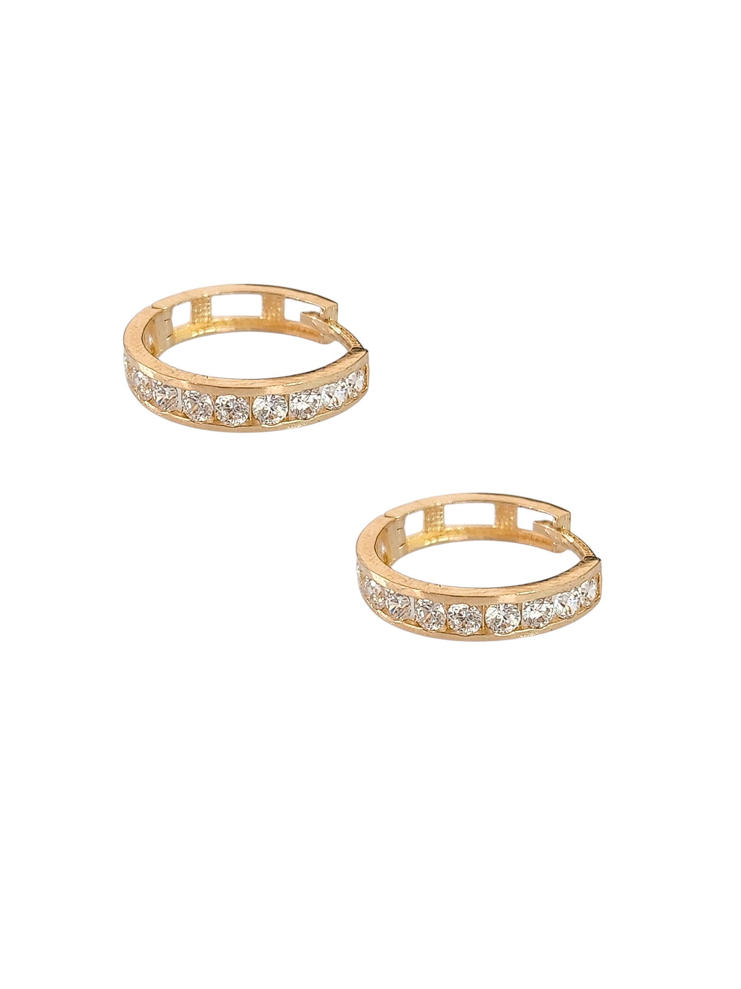 Huggies con piedras biseladas oro 10k