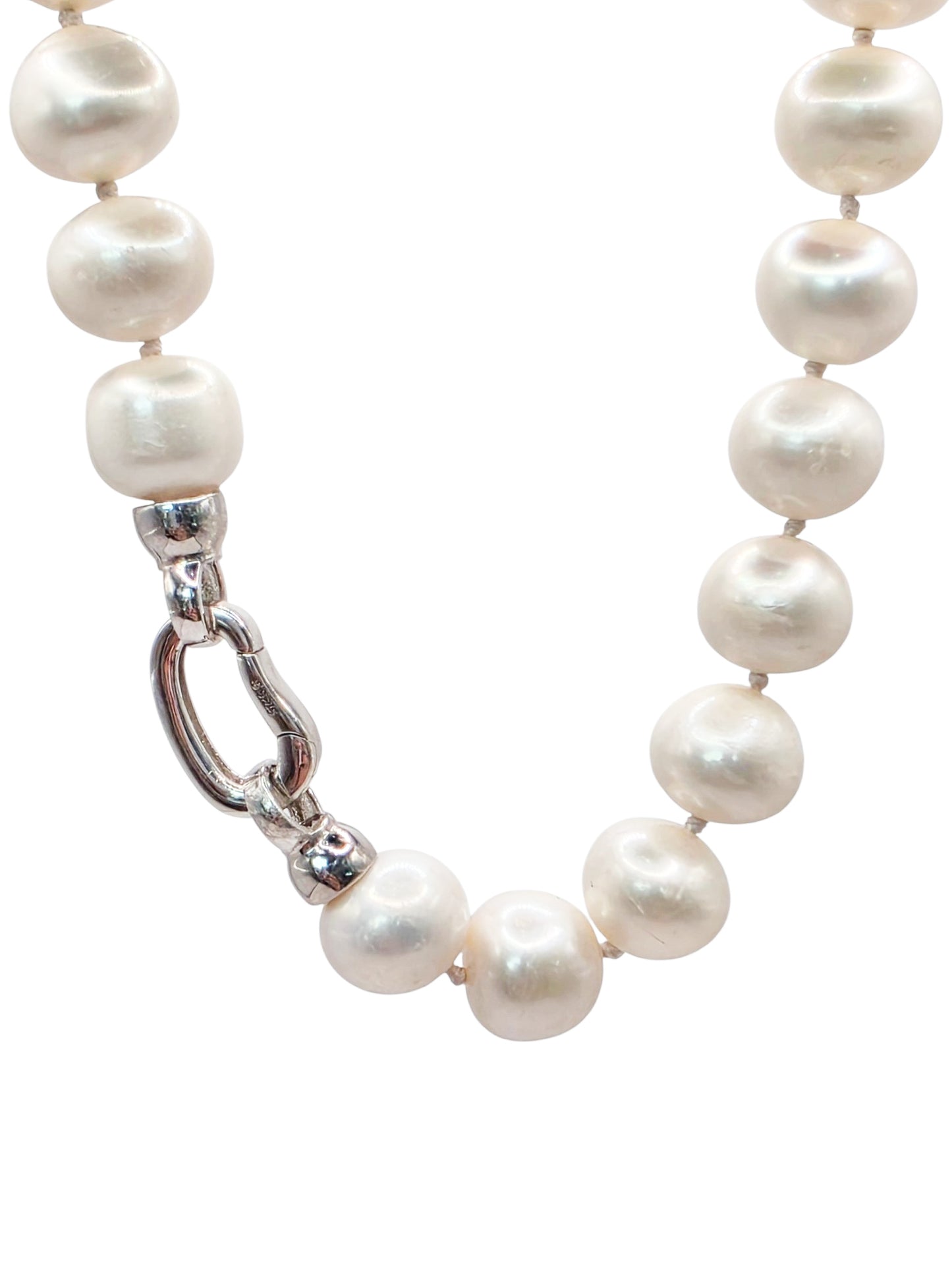 Gargantilla perla natural 15mm y broche de plata 925