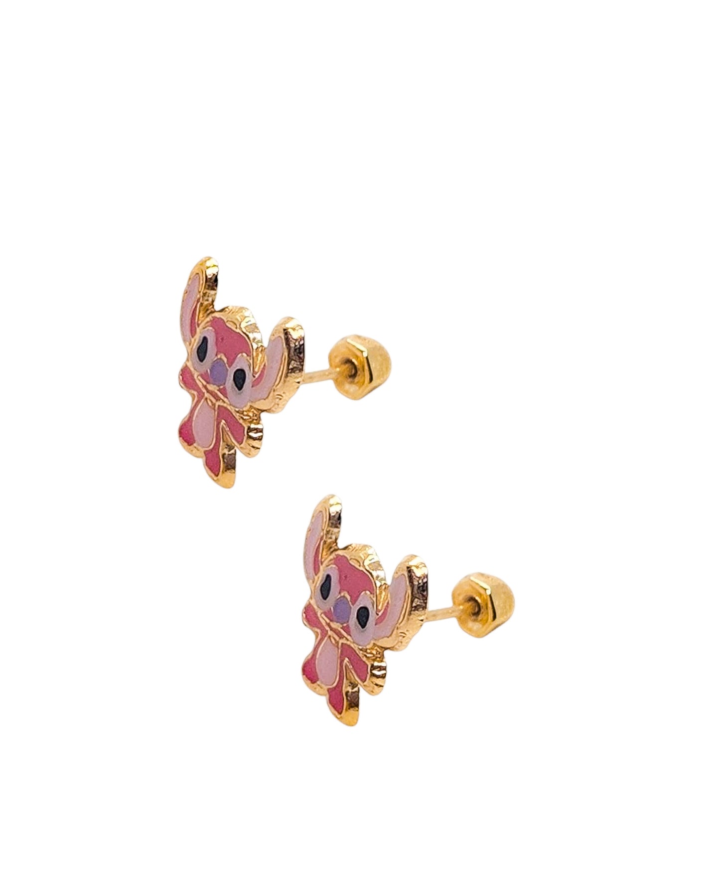 Par de Broquel Stich esmalte rosa oro 10k