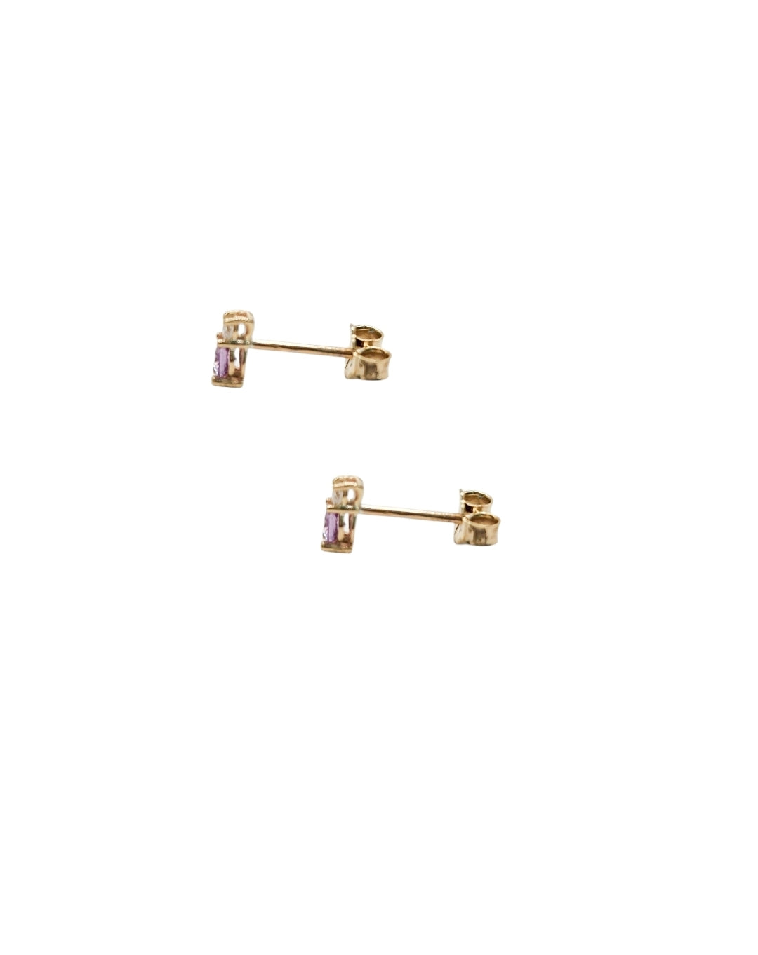 Aretes tu y yo alejandrina natural y diamante de laboratorio oro 10k