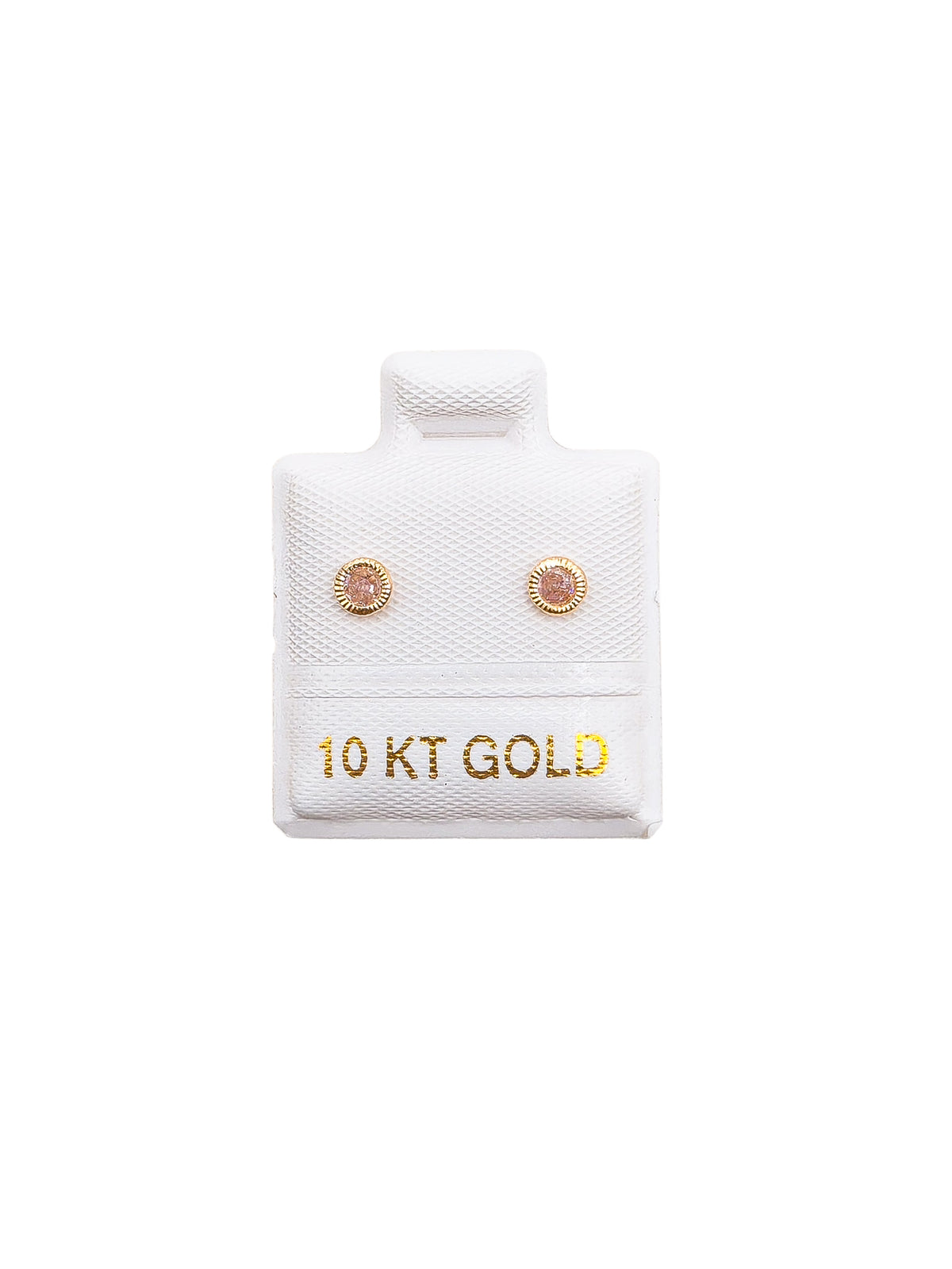 Par de Broquel bisel facetado básico baby rosa oro 10k
