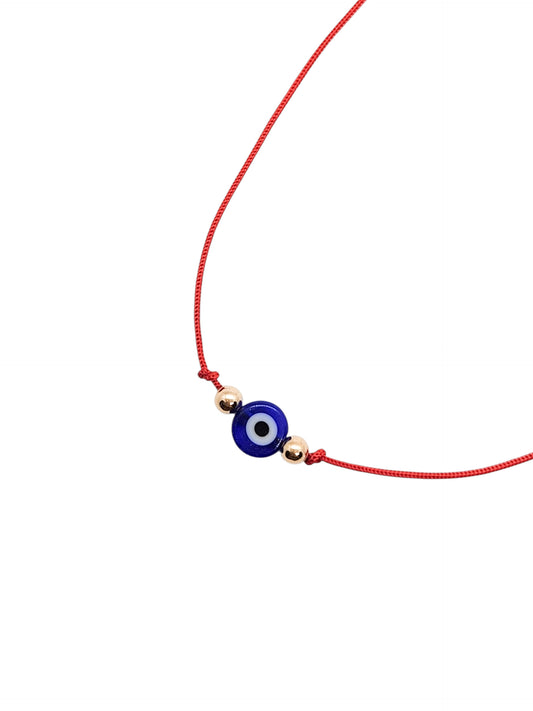 Pulsera de hilo rojo con ojito turco azul BIMETAL