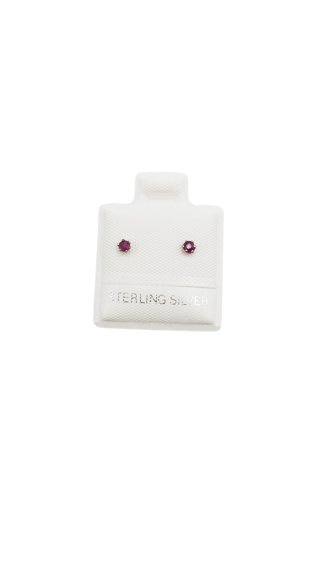 Par de Aretes broquel piedra natural rubí plata 925