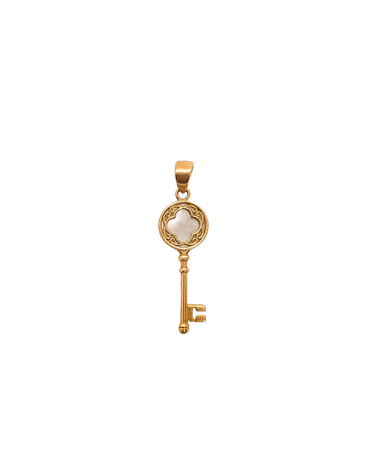 Dije llave madre perla natural oro 10k