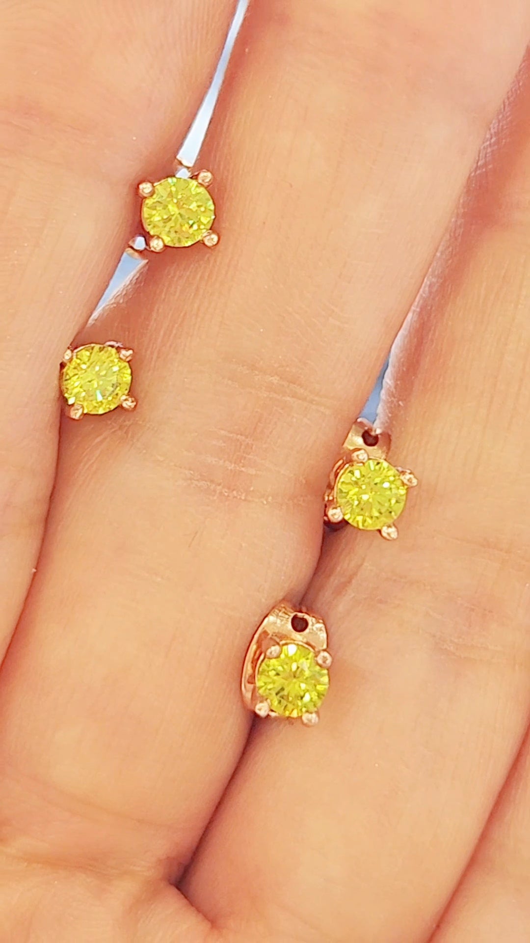 Aretes piedra natural peridoto plata rosa 925 5mm