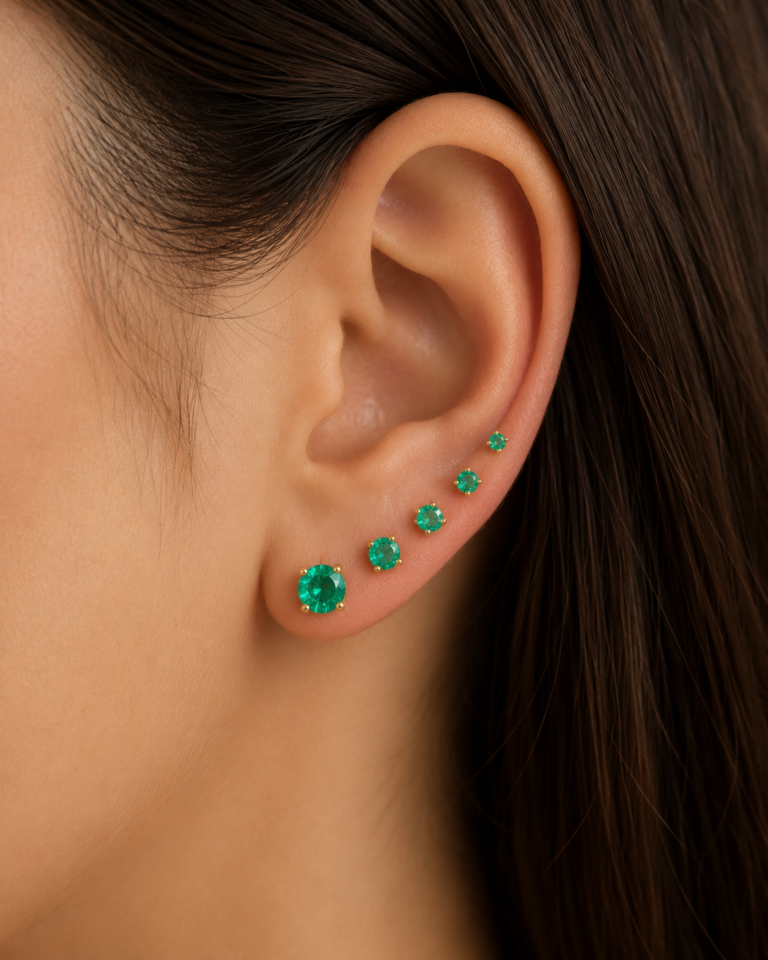 Aretes Esmeralda natural oro 10k
