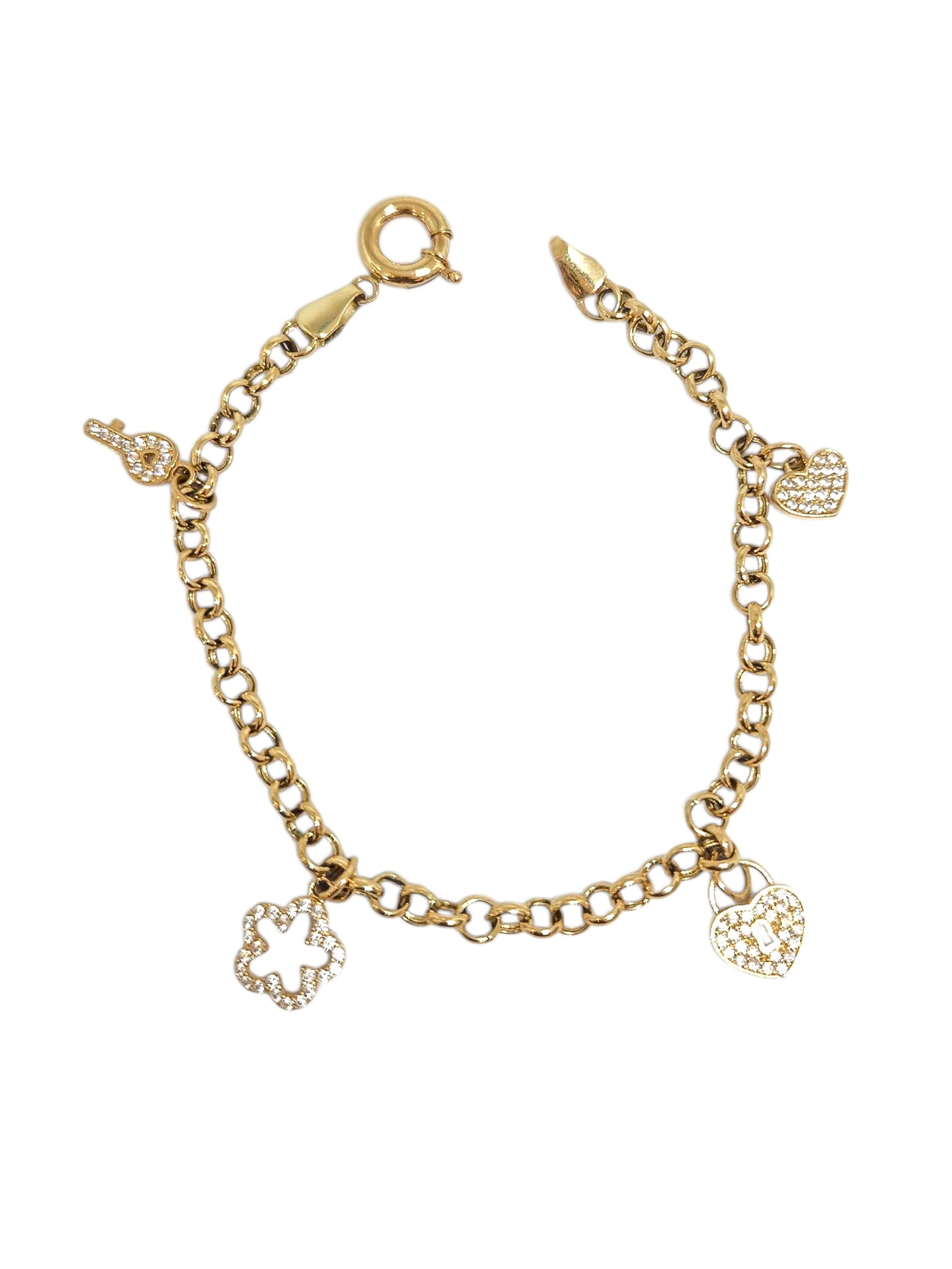 Pulsera de aros con charms oro 10k