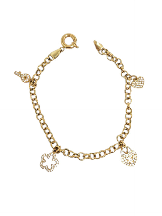 Pulsera de aros con charms oro 10k