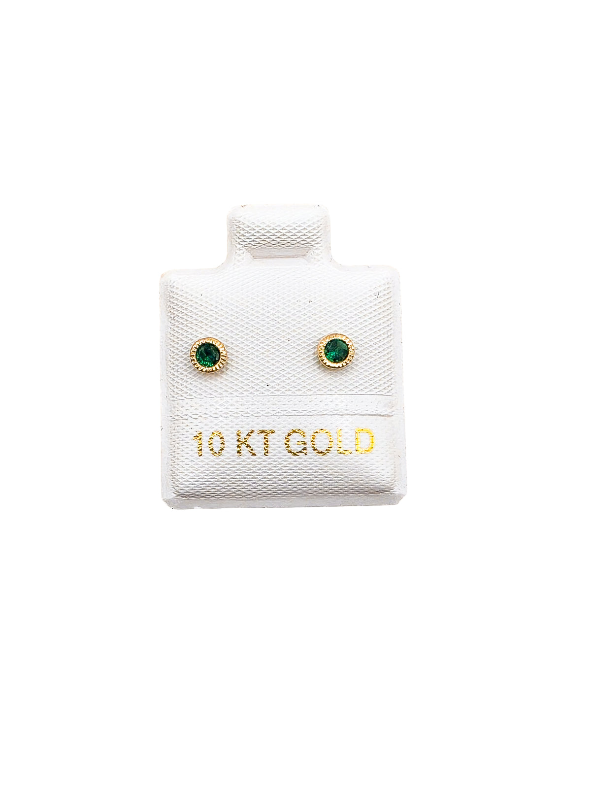 Par de Broquel bisel facetado básico verde oro 10k