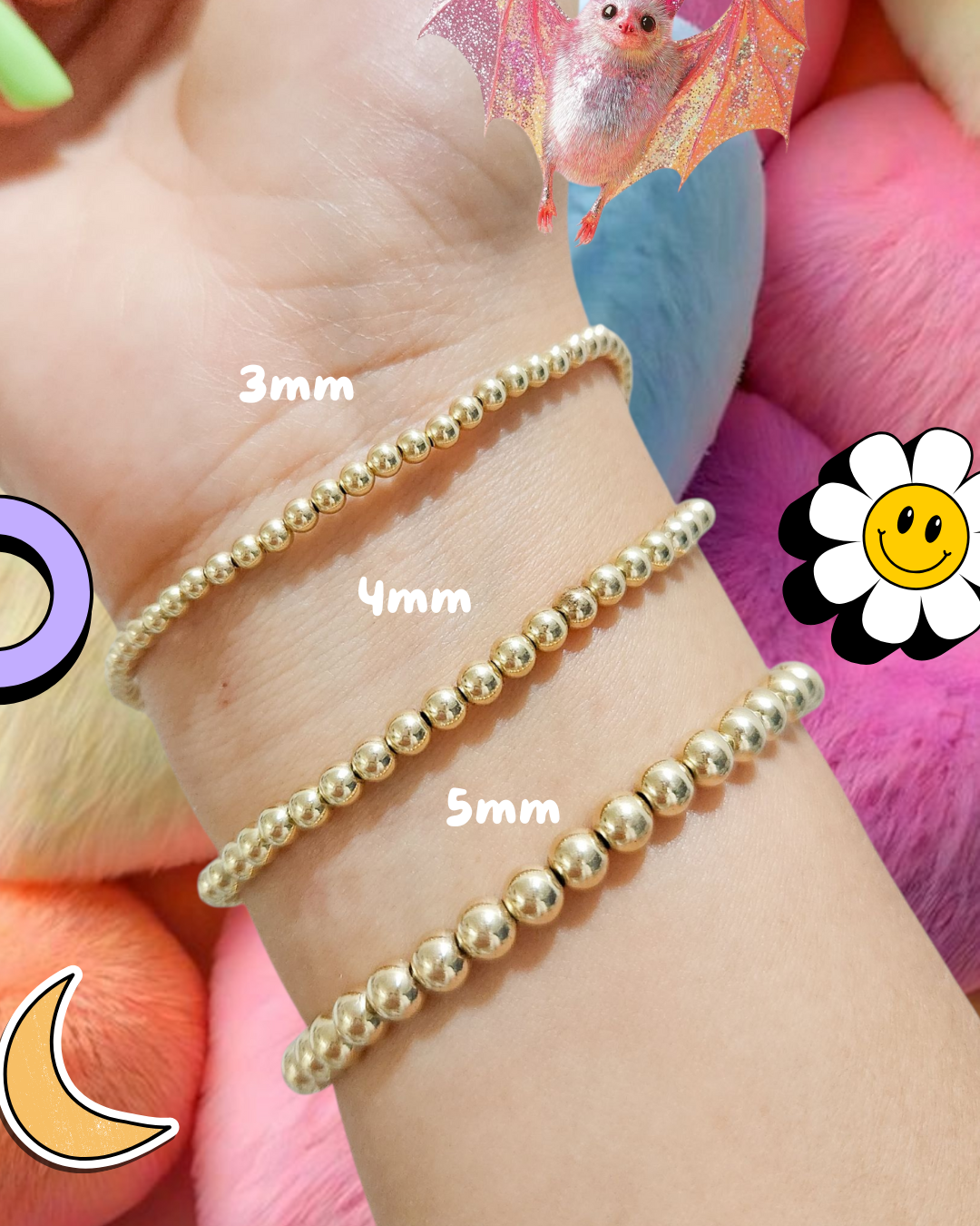 Pulsera bola BIMETAL 3mm (PLATA Y ORO)