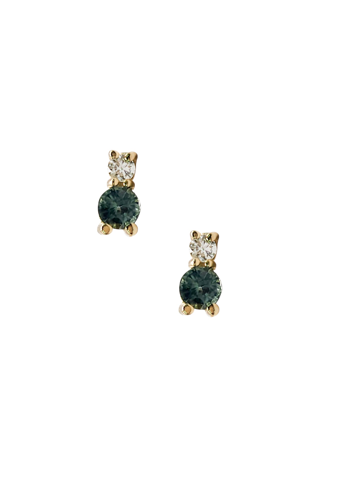 Aretes tu y yo zafiro natural y diamante de laboratorio oro 10k