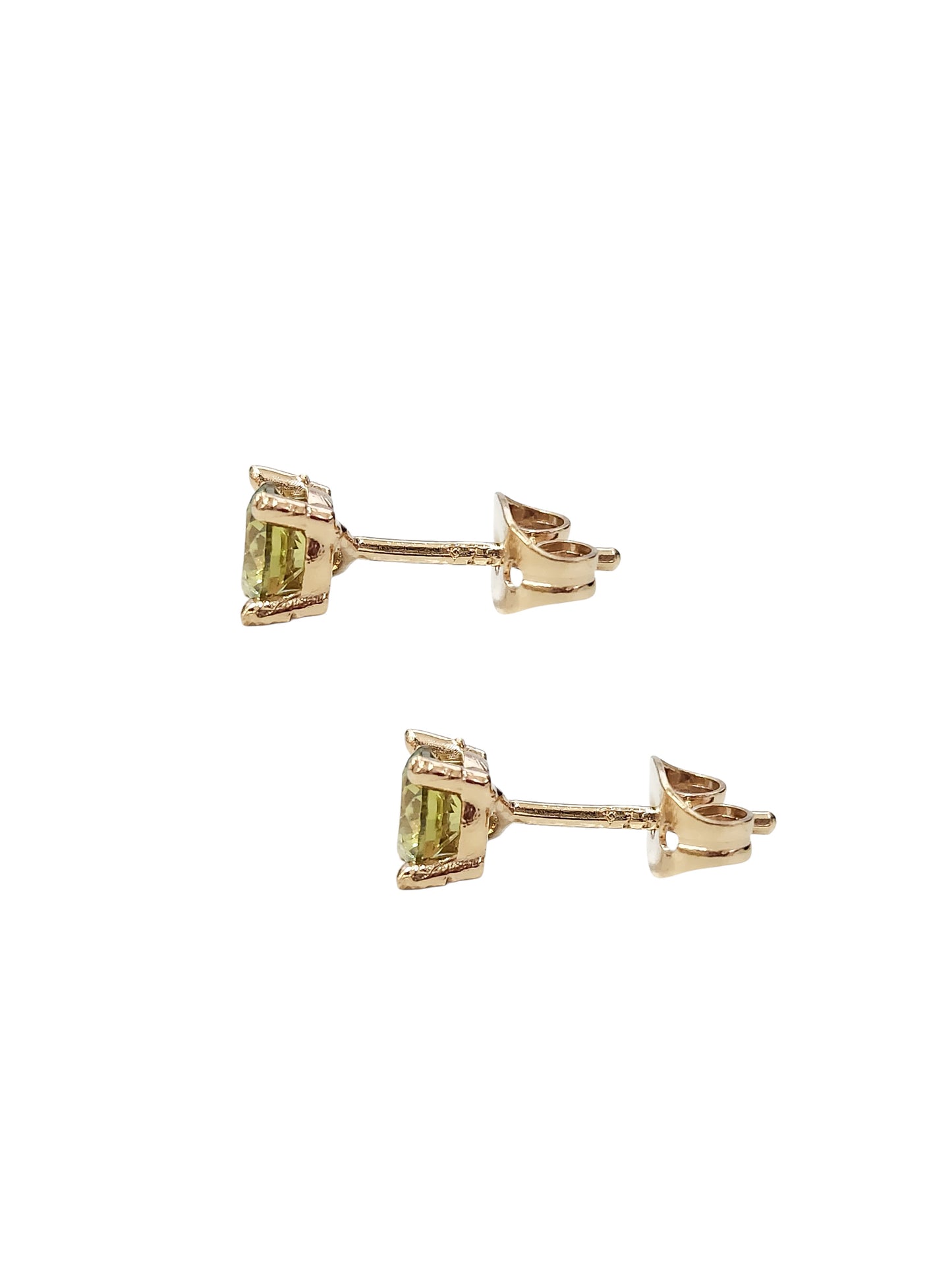Aretes piedra natural peridoto plata 925 y baño de oro 5mm
