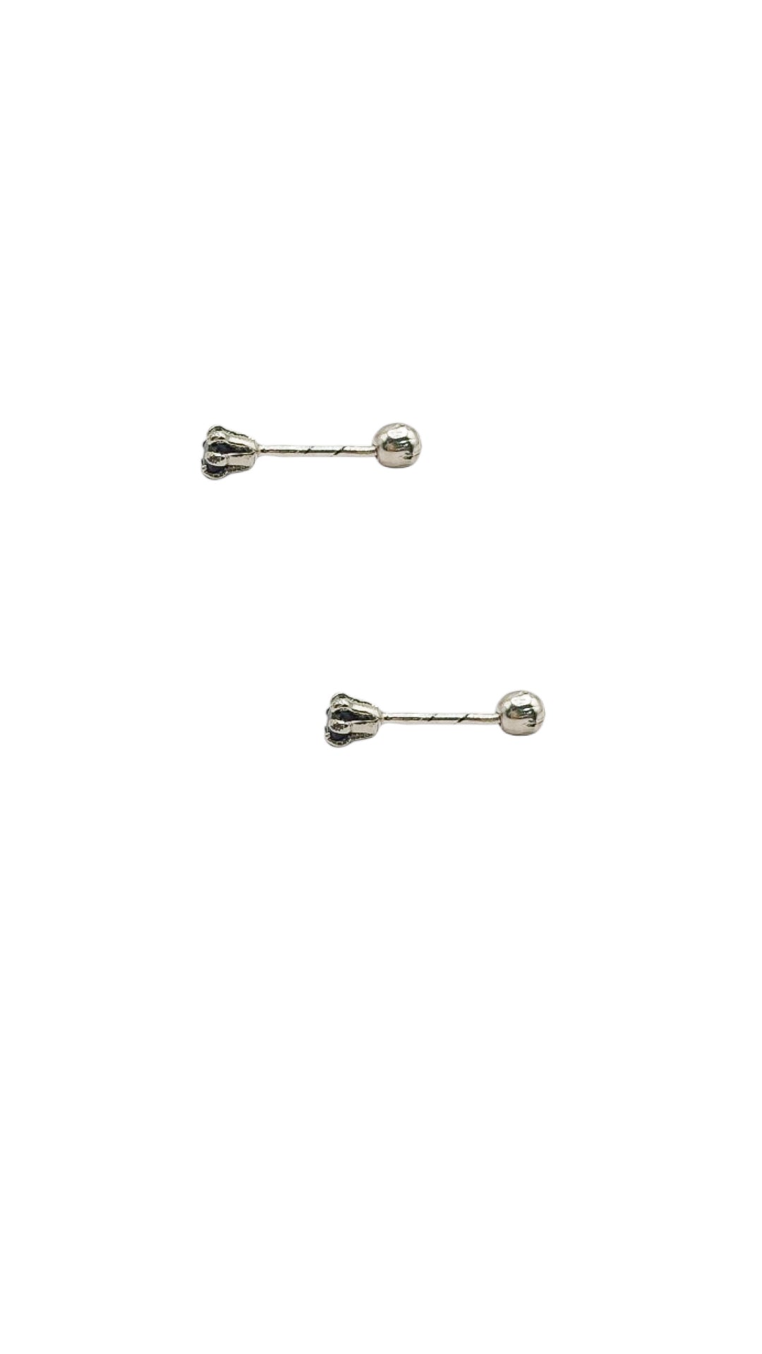 Par de Aretes broquel piedra natural zafiro negro plata 925