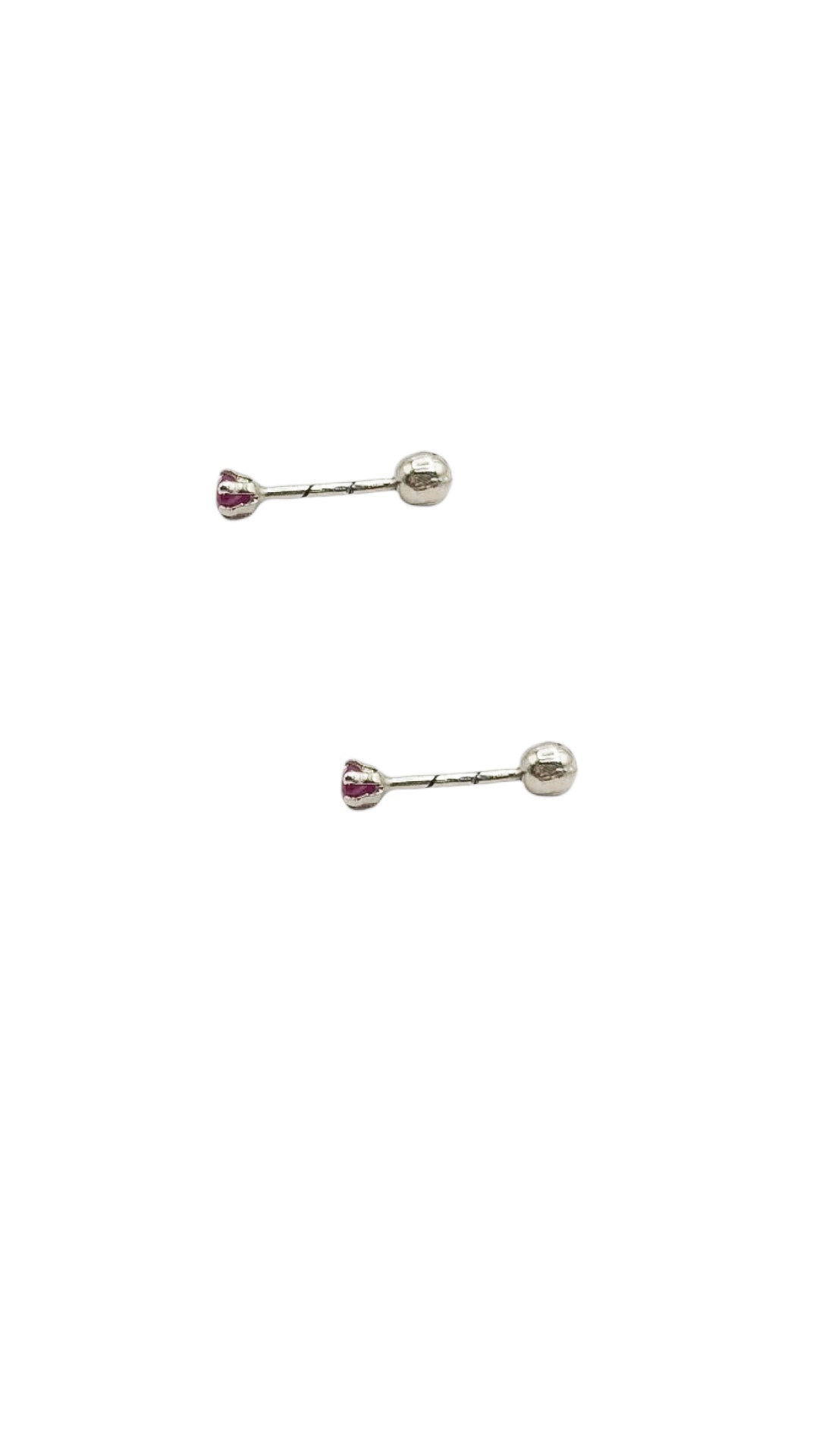 Par de Aretes broquel piedra natural rubí plata 925
