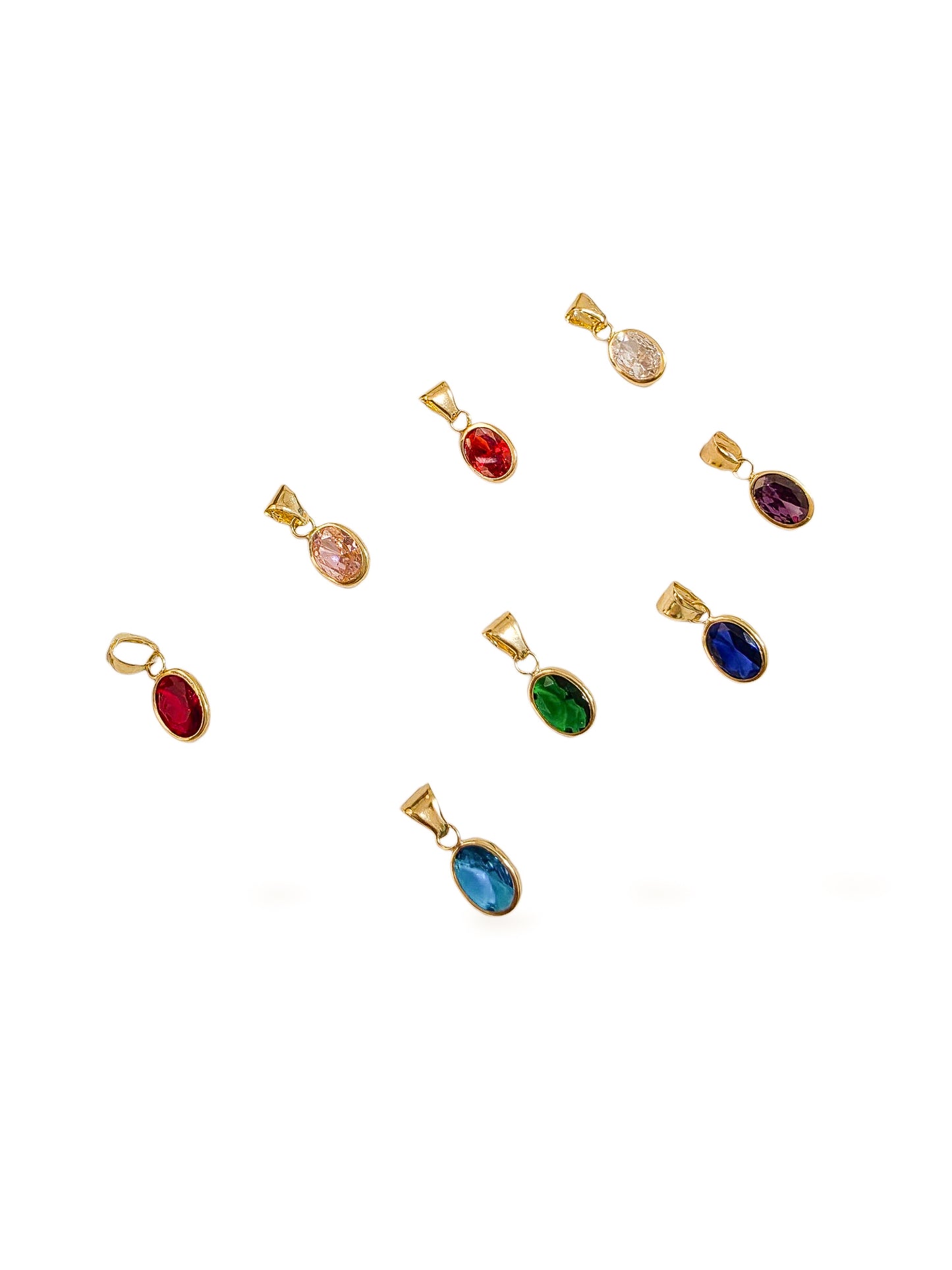 Dije corte oval con zirconia verde oro 10k